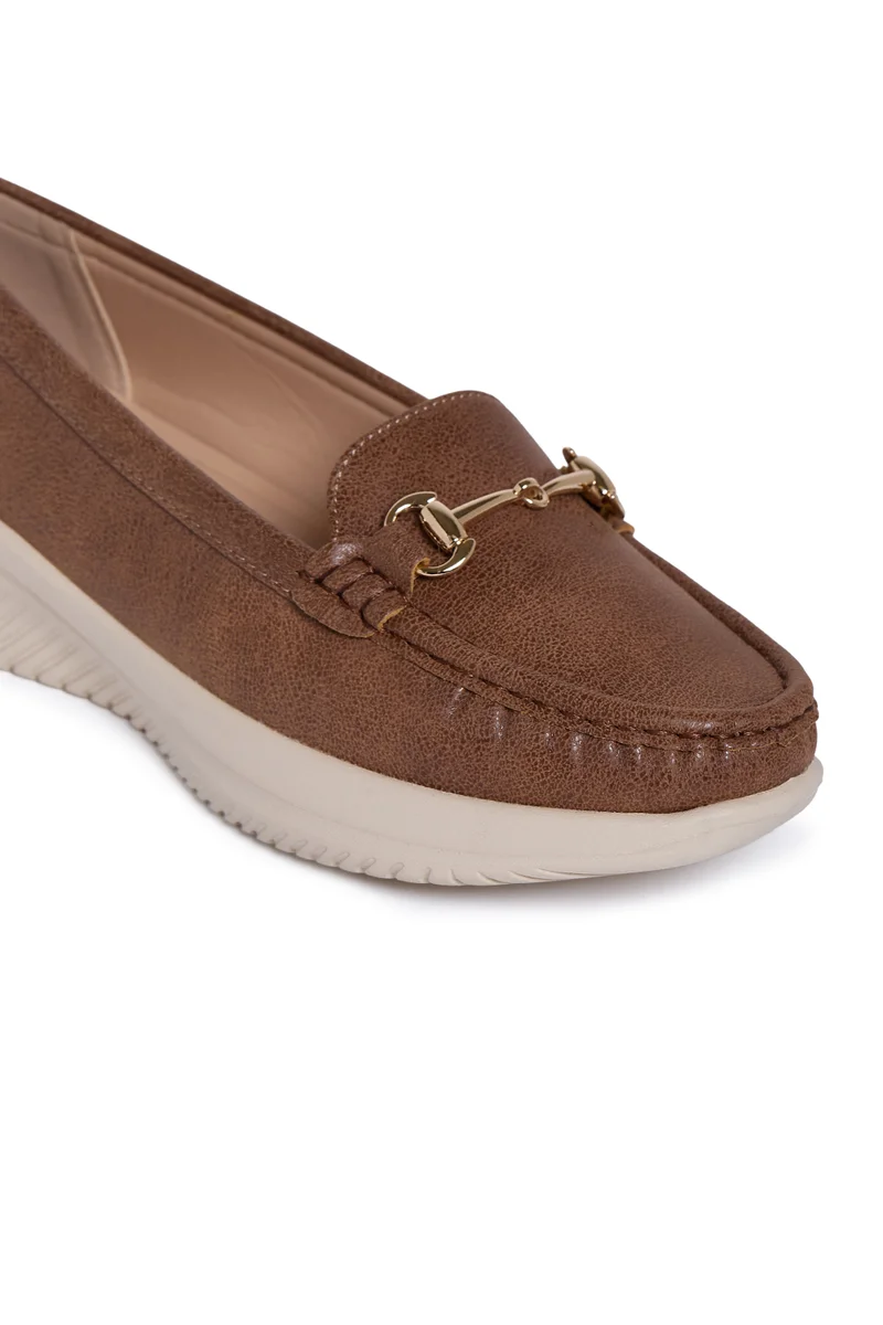 Geoomnii BROWN Geoomnii Closed Flat Shoes for Women – Comfortable Slip-On Ballet Flats for Office, Daily Wear & Casual Use for Women | Best Price UAE